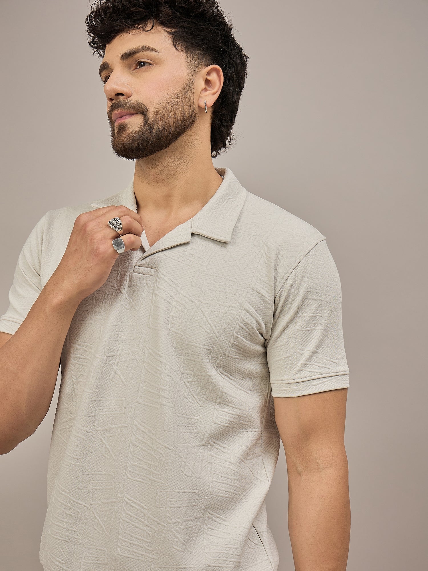 Men Polo T-shirt Cream