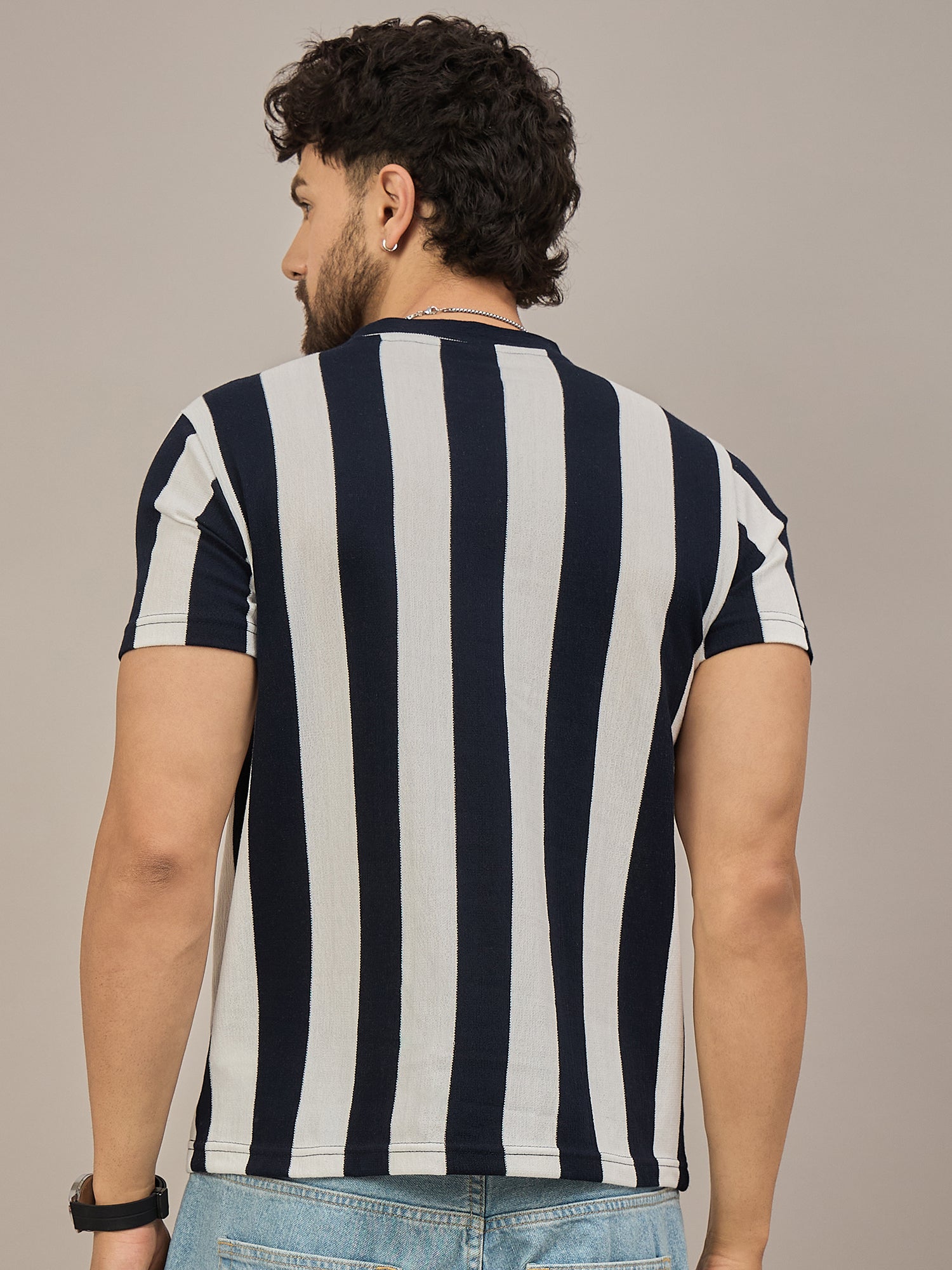 Men Striped Black & White
