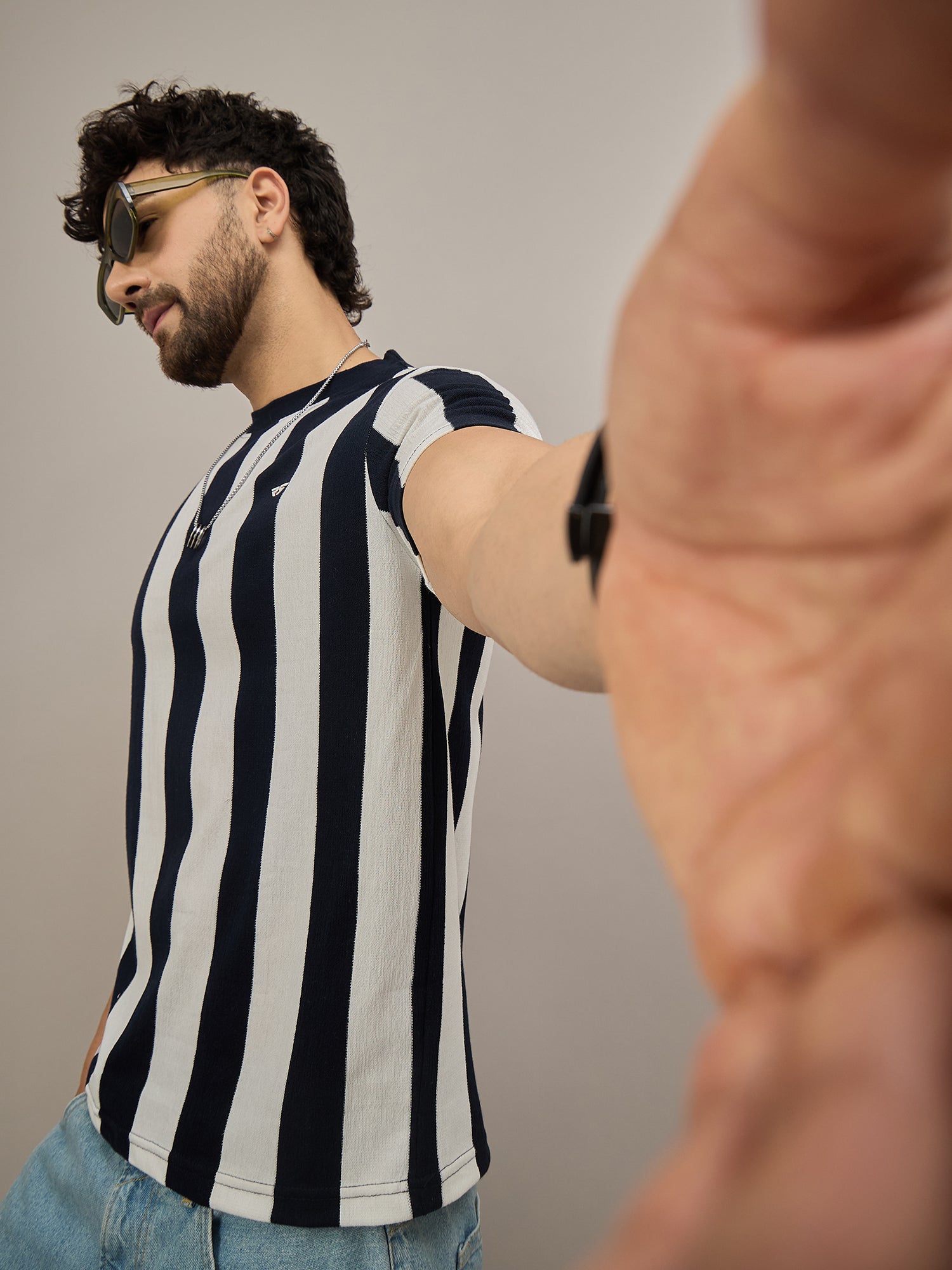 Men Striped Black & White