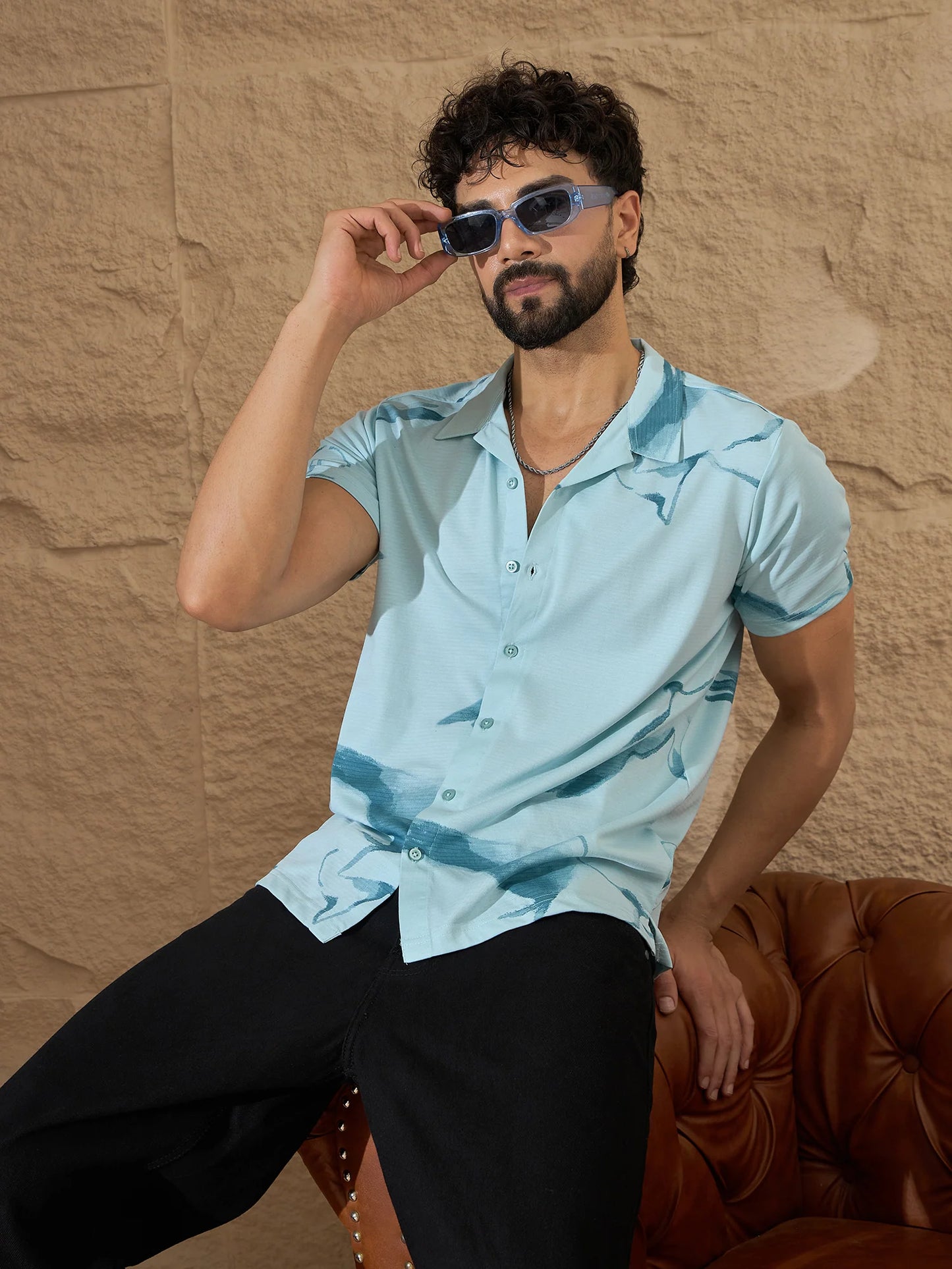 Men Printed Shirt Light Blue - Reprise