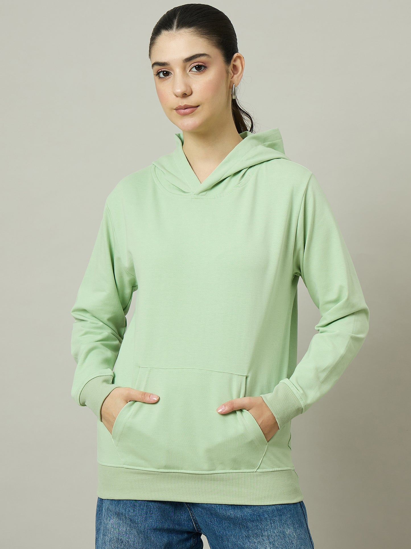 Women Light Green Hoodie