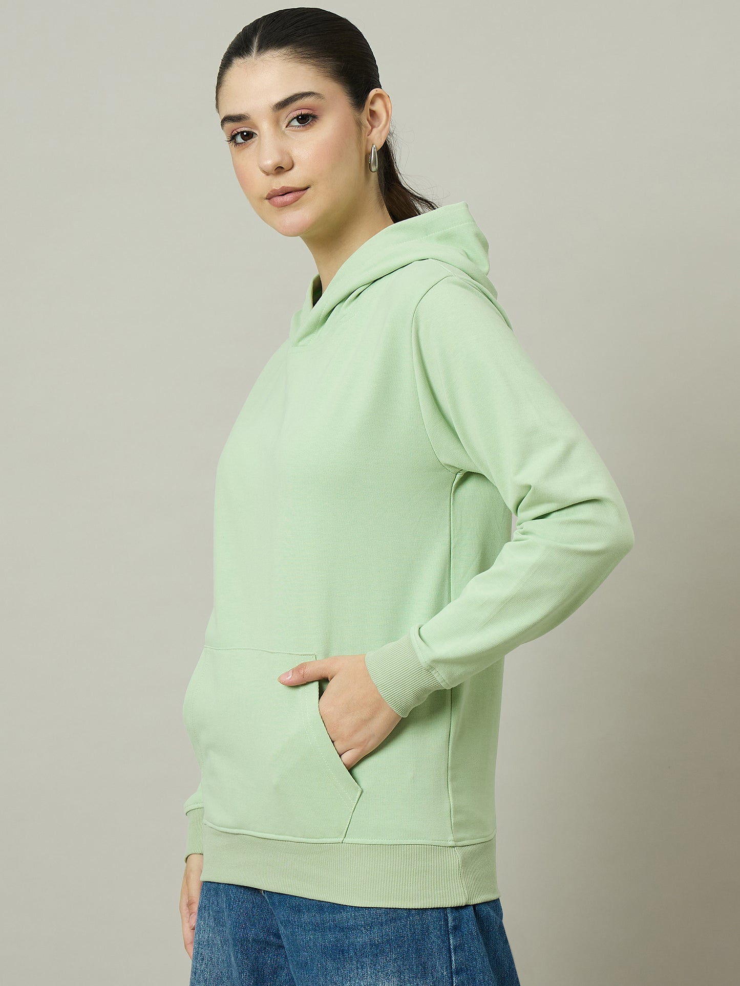 Women Light Green Hoodie