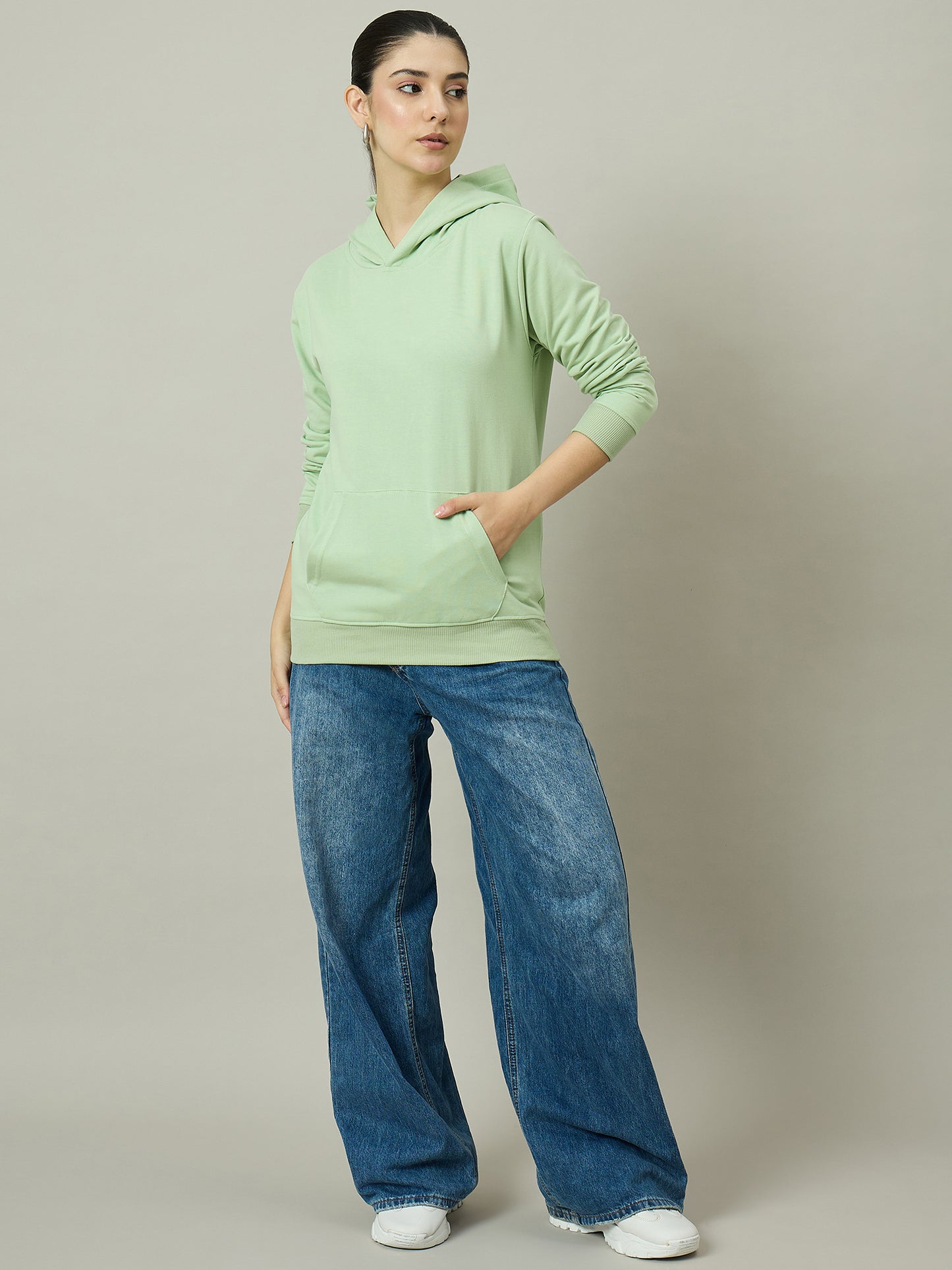 Women Light Green Hoodie