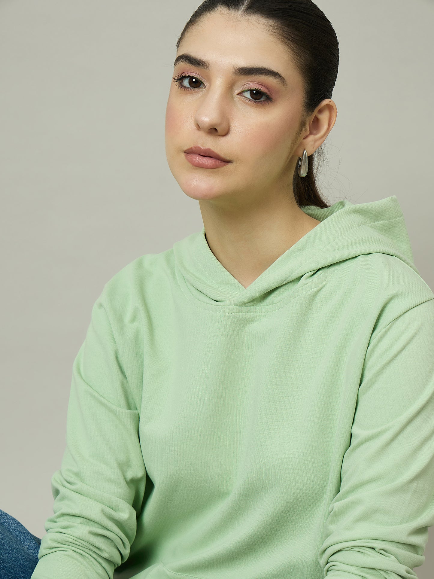 Women Light Green Hoodie
