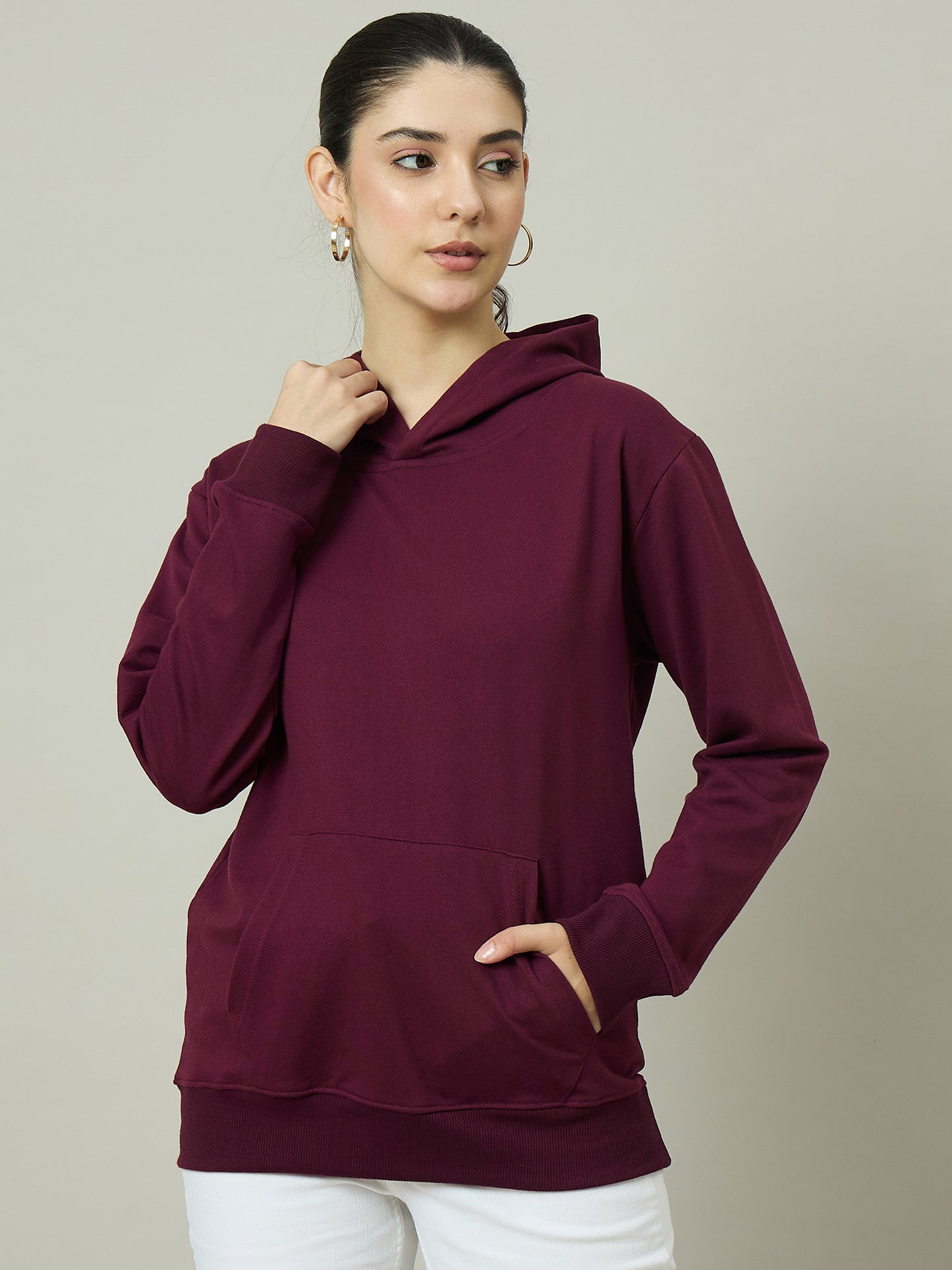 Women Maroon Hoodie