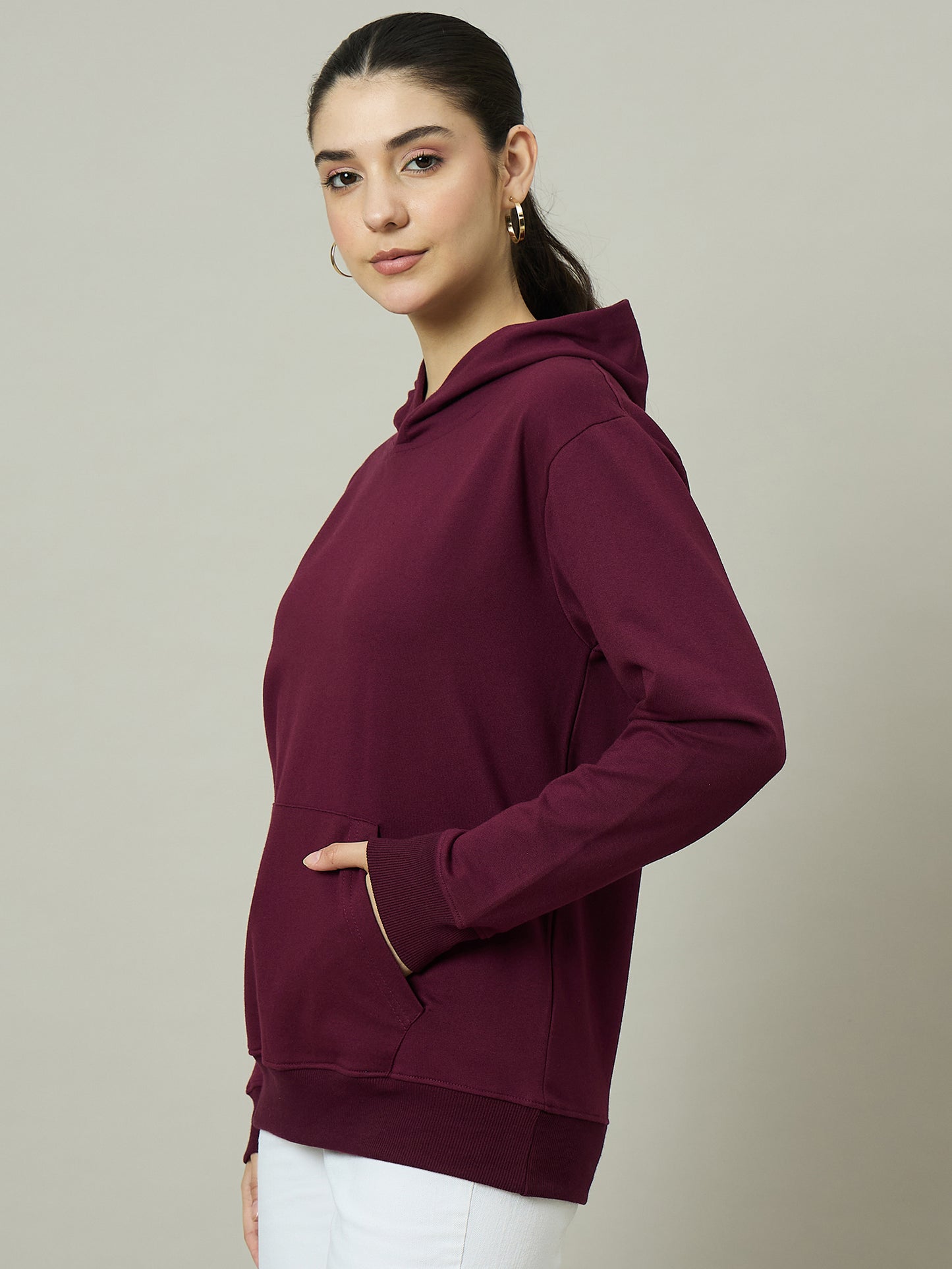Women Maroon Hoodie