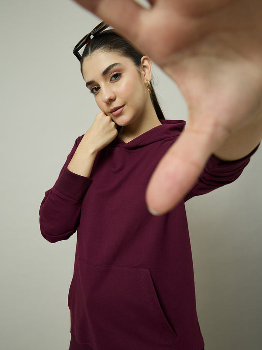 Women Maroon Hoodie