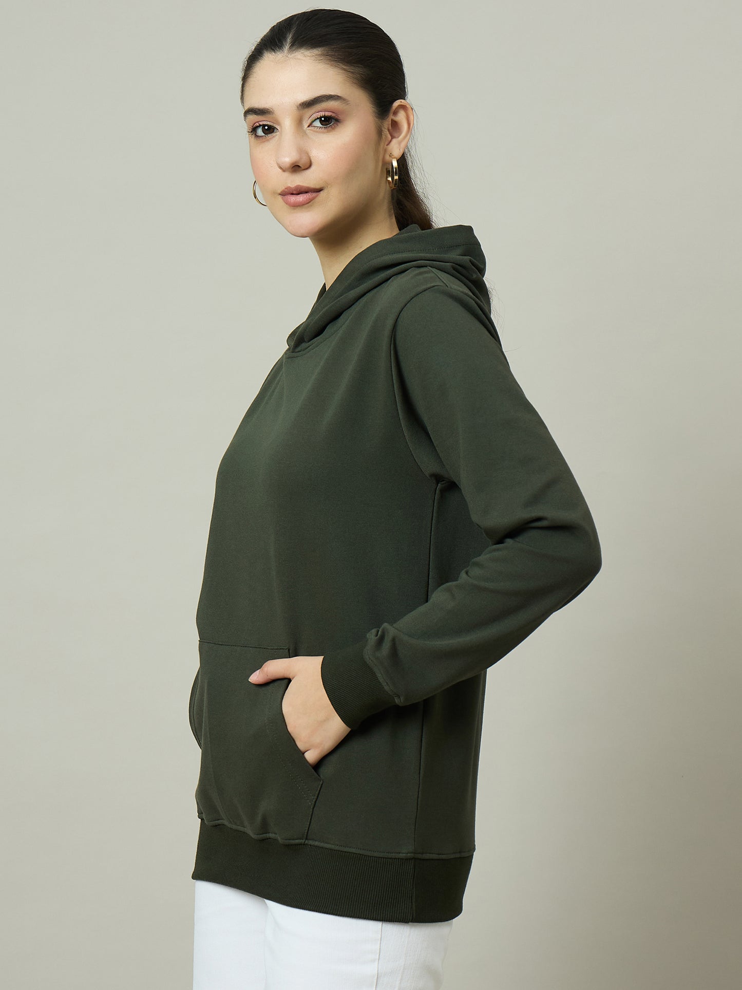Women Olive Hoodie