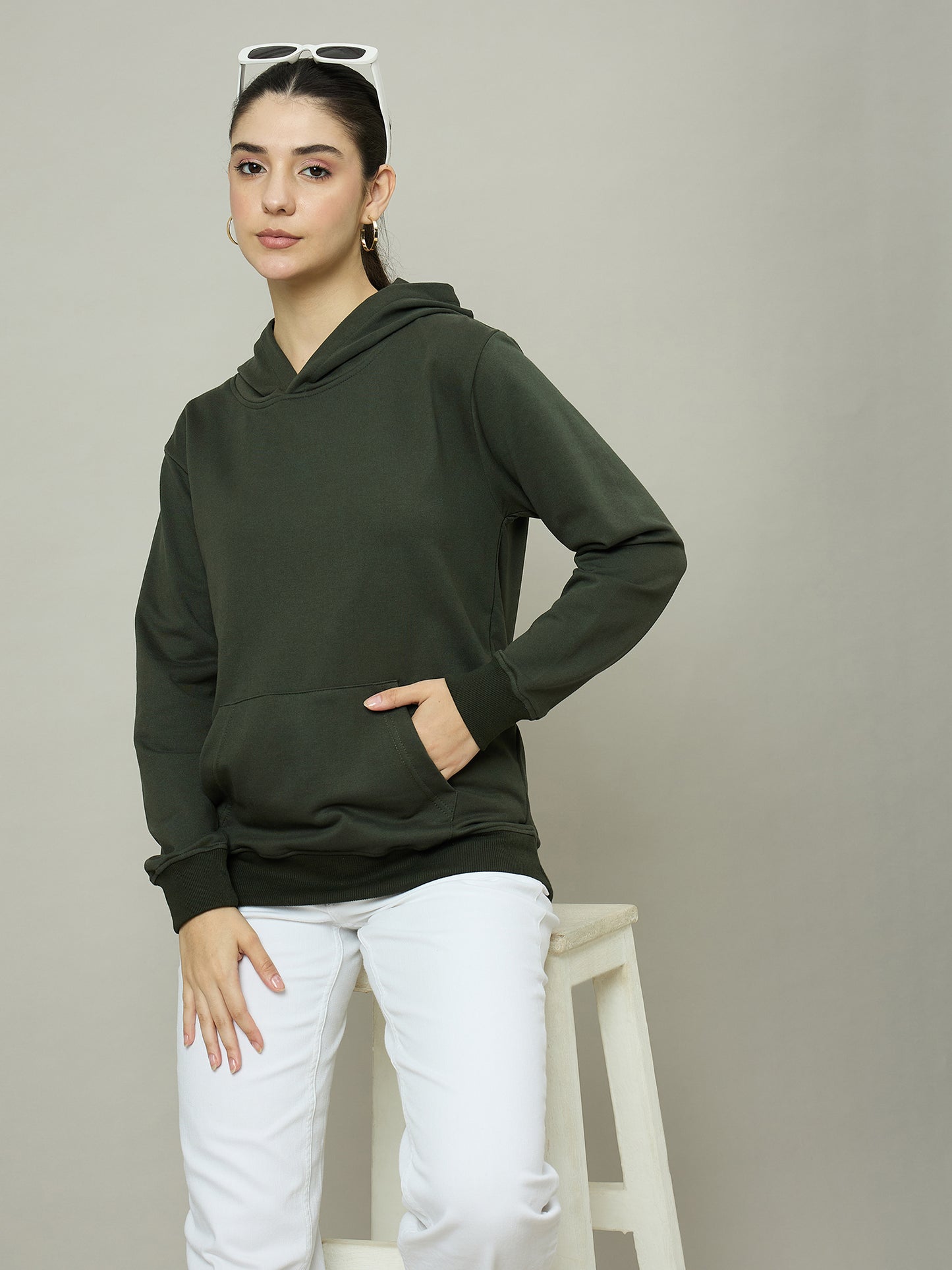 Women Olive Hoodie