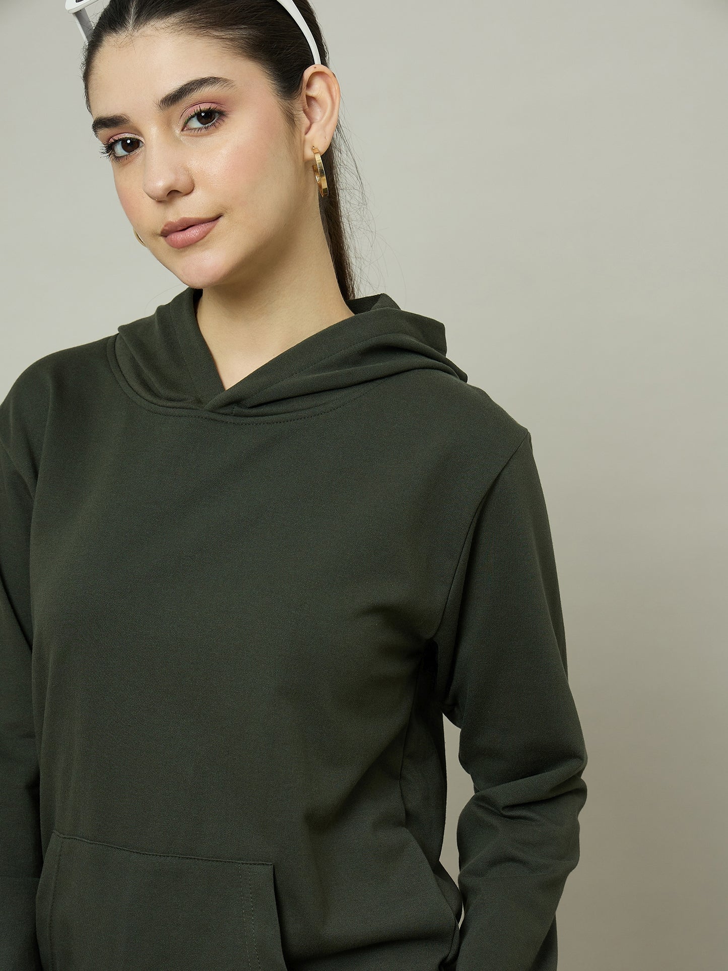 Women Olive Hoodie