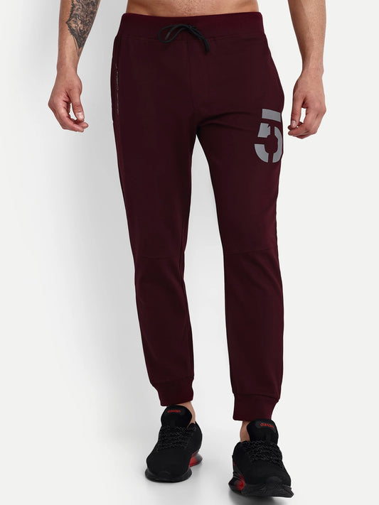 Men Red Cotton Casual Joggers