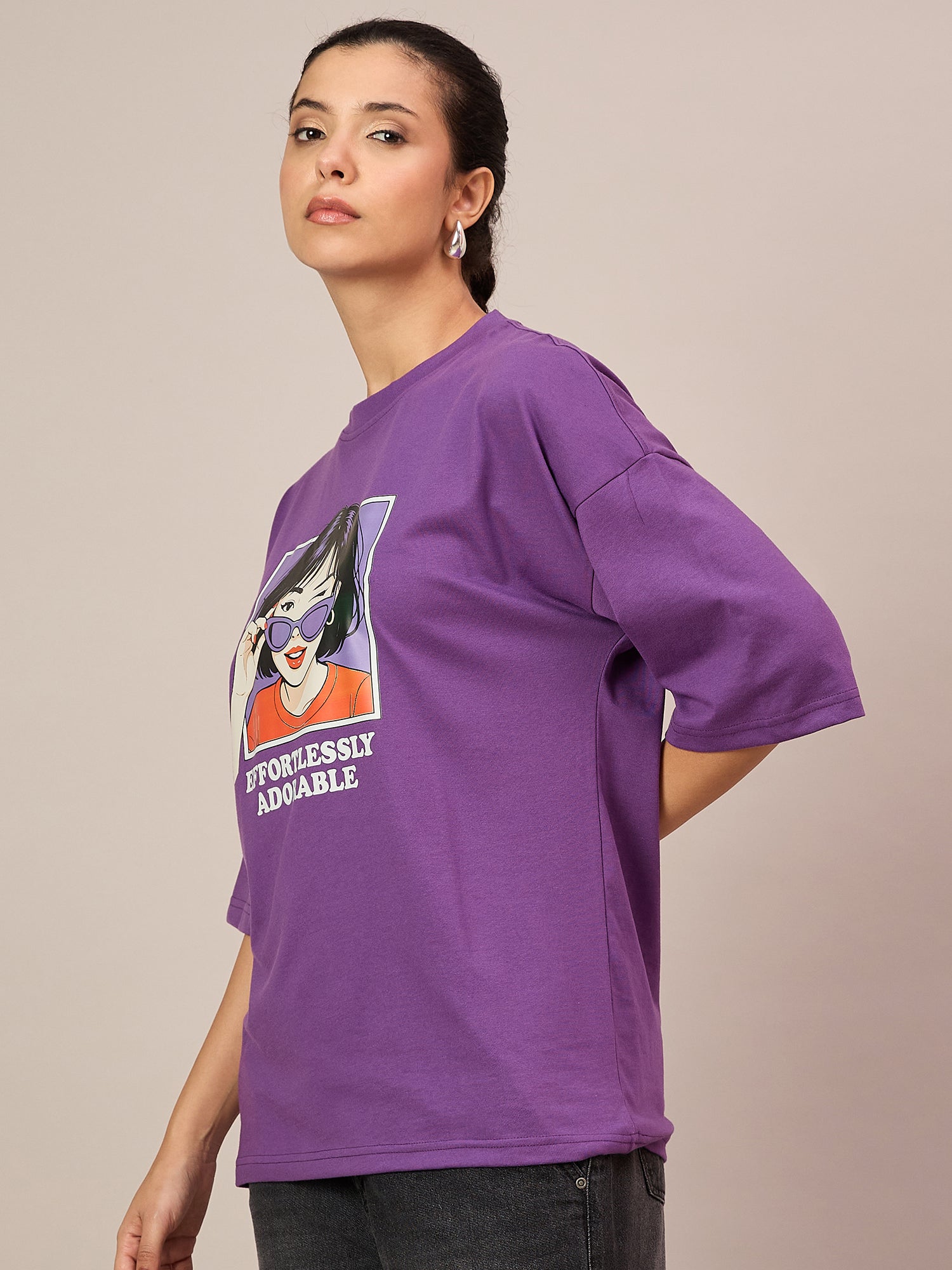 Women Purple Oversized Tees - Reprise