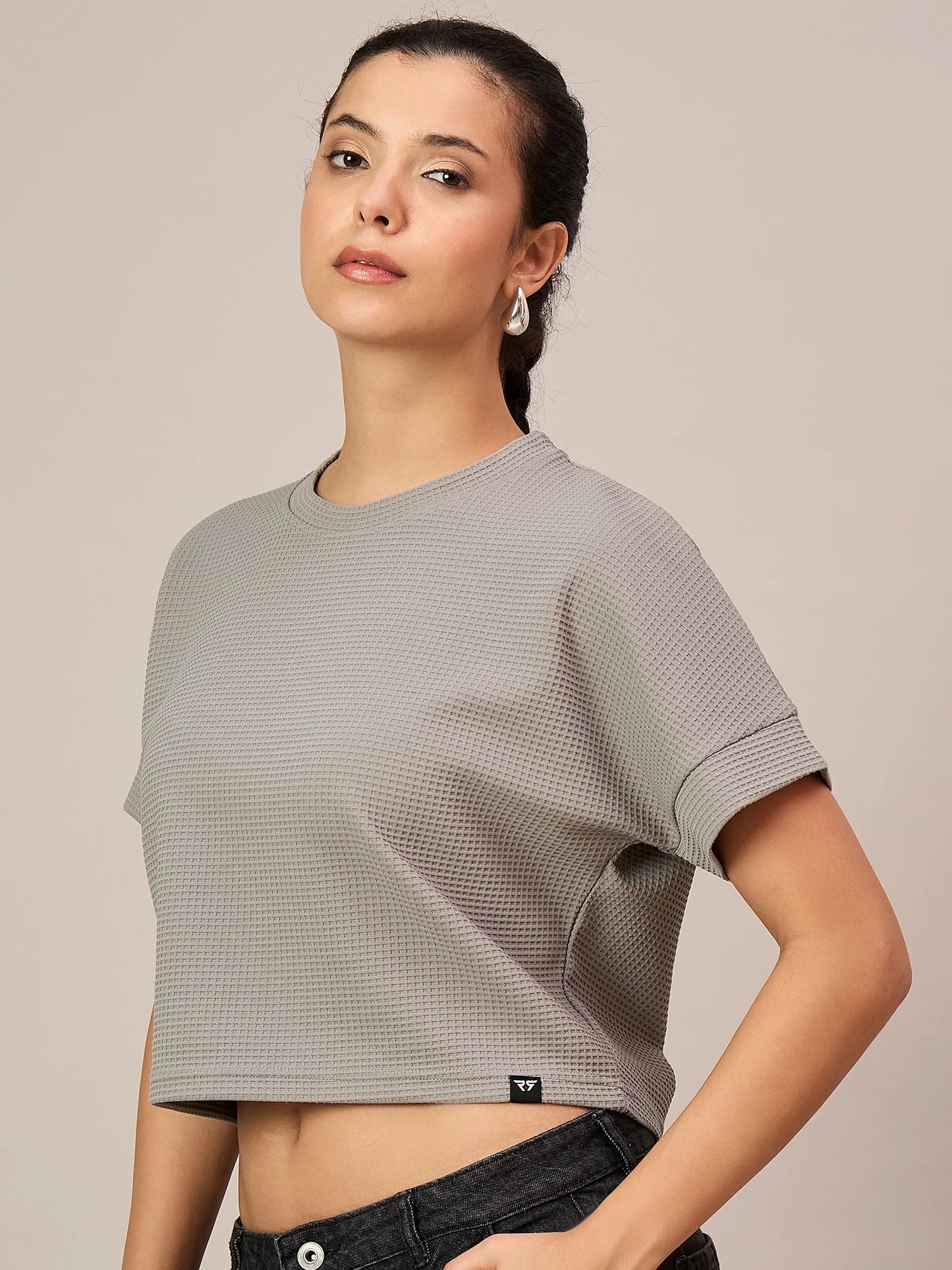 Women Light Grey Crop T-Shirt - Reprise