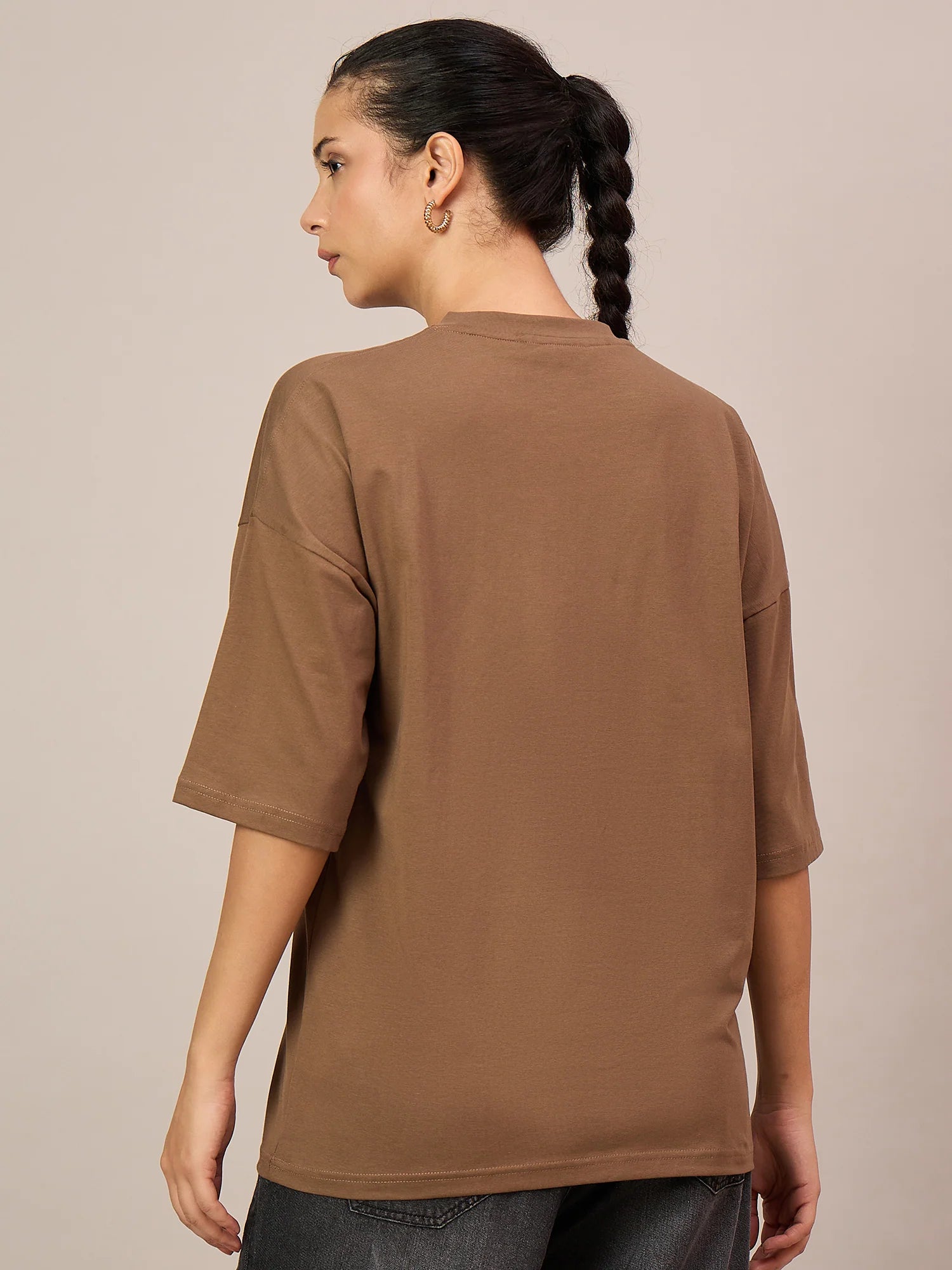 Women Brown Oversized Tees - Reprise