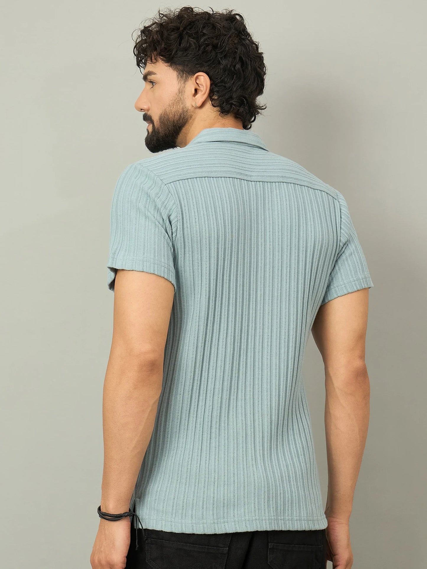 Men Textured Shirt Aqua - Reprise