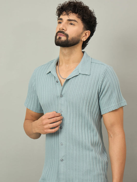 Men Textured Shirt Aqua - Reprise