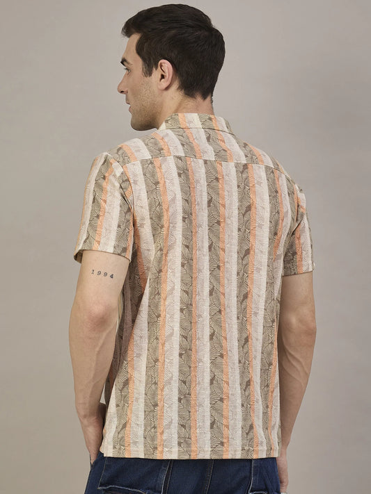 Men Printed Shirt Light brown and Orange
