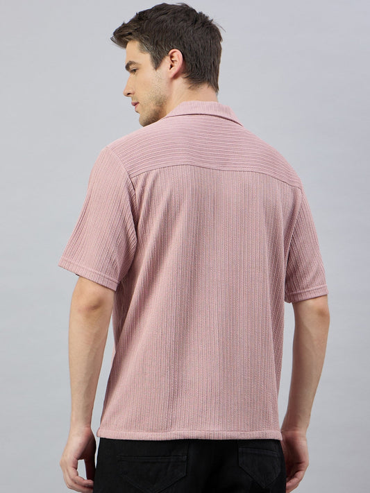 Men Textured Casual Shirt Pink - Reprise