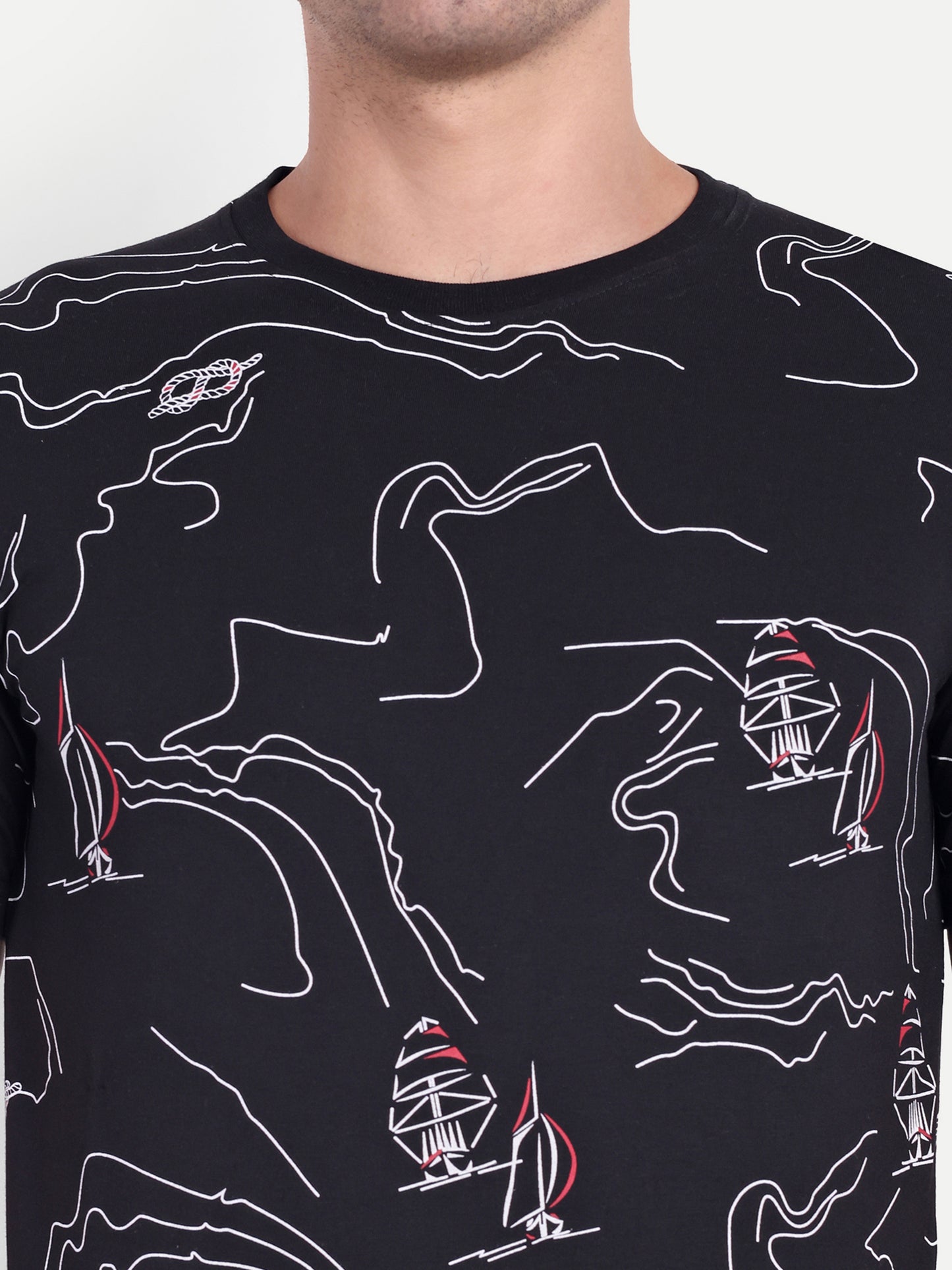 Black Mens Printed Oversized T-shirt - Reprise