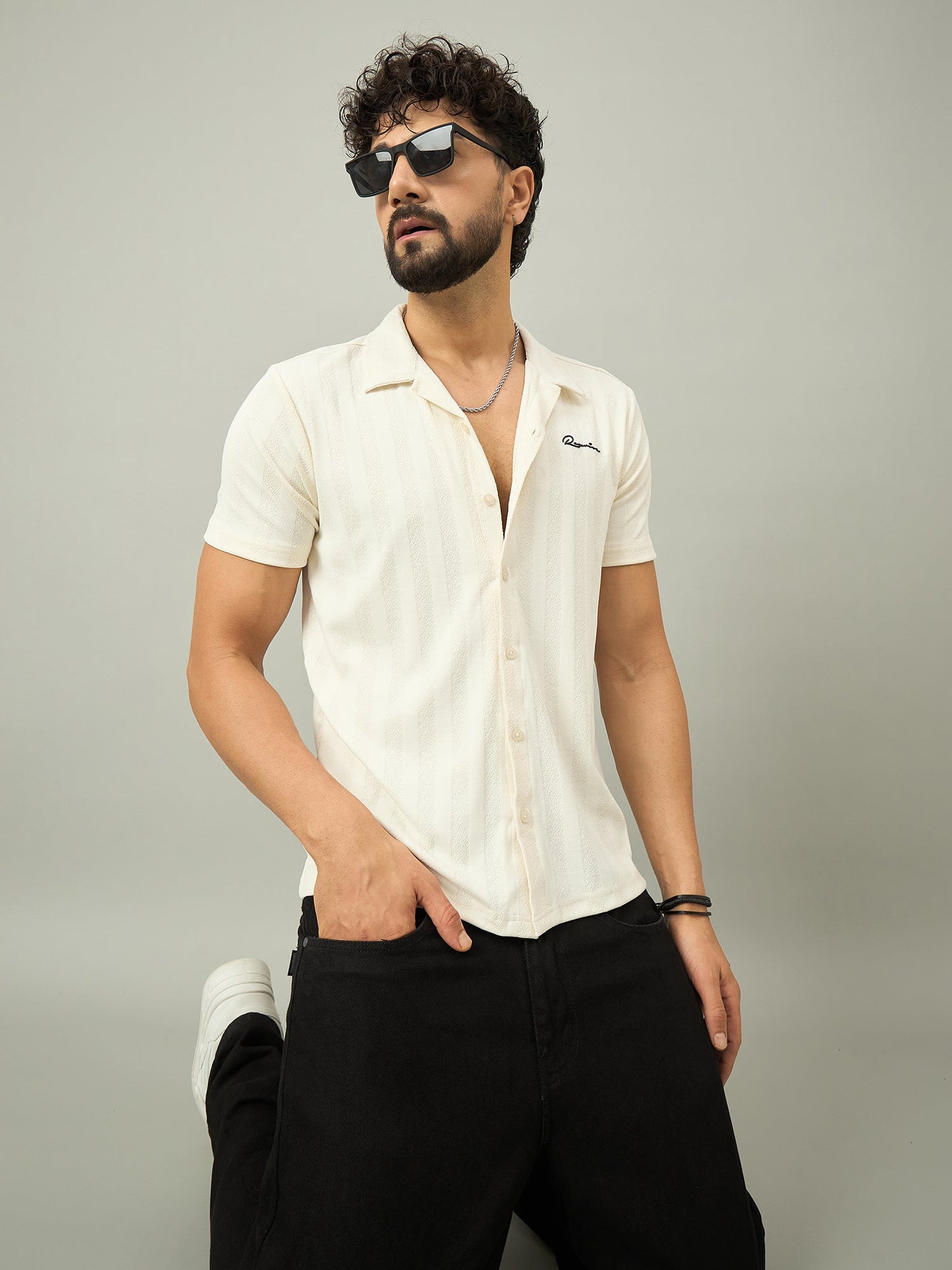 Men Textured Shirt Off White - Reprise
