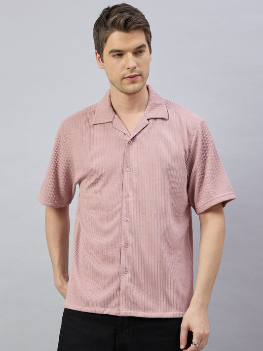Men Textured Casual Shirt Pink - Reprise