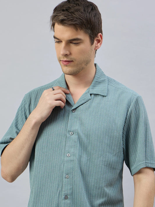 Men Textured Casual Shirt Green - Reprise