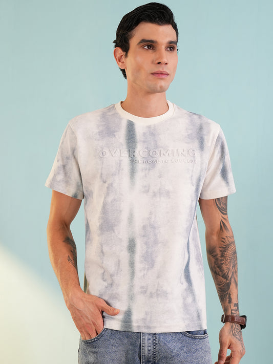 Men Printed Round Neck T-shirt Light Blue - Reprise