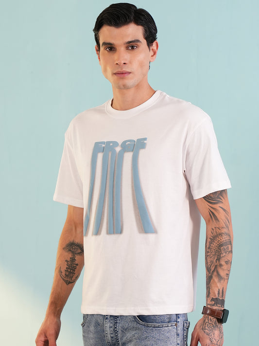 Men Printed Round Neck T-shirt White - Reprise