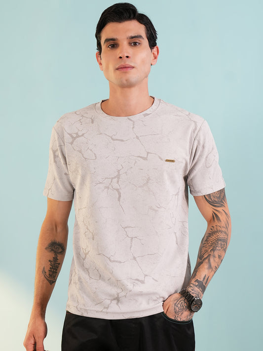 Men Printed Round Neck T-shirt Grey - Reprise