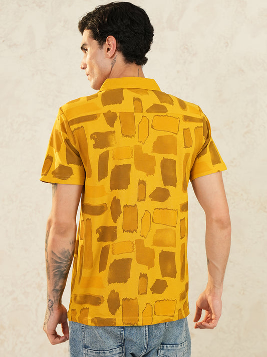 Men Self Design Printed Half Sleeve Shirt - Reprise