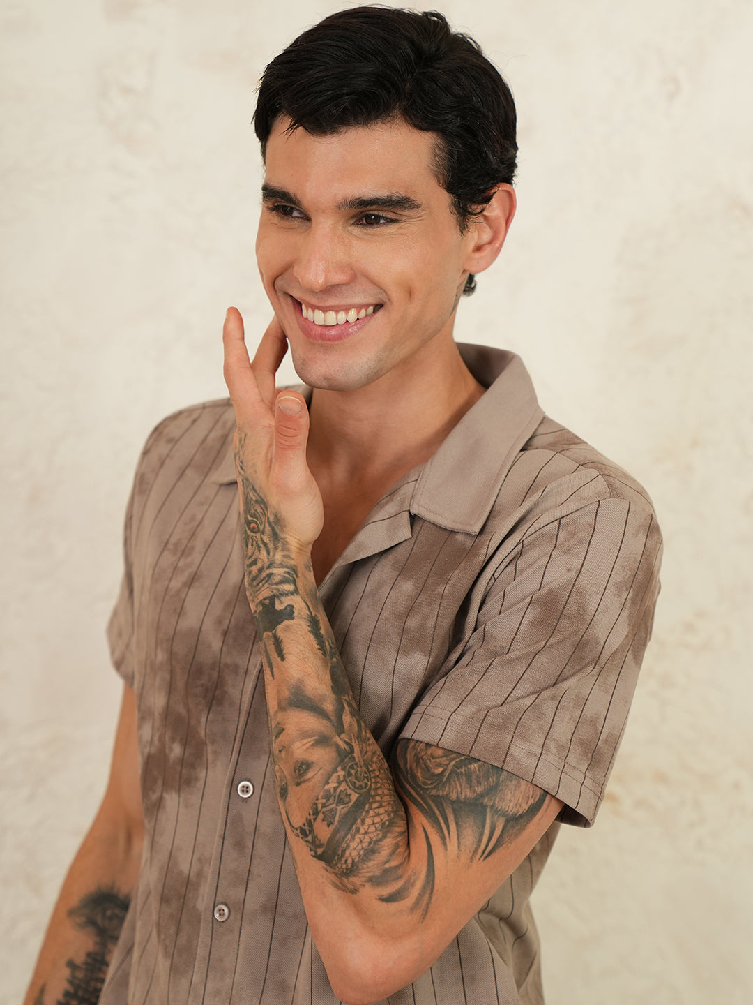 Men Self Design Printed Half Sleeve Shirt - Reprise