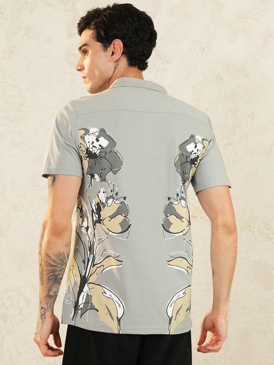 Men Self Design Printed Half Sleeve Shirt - Reprise