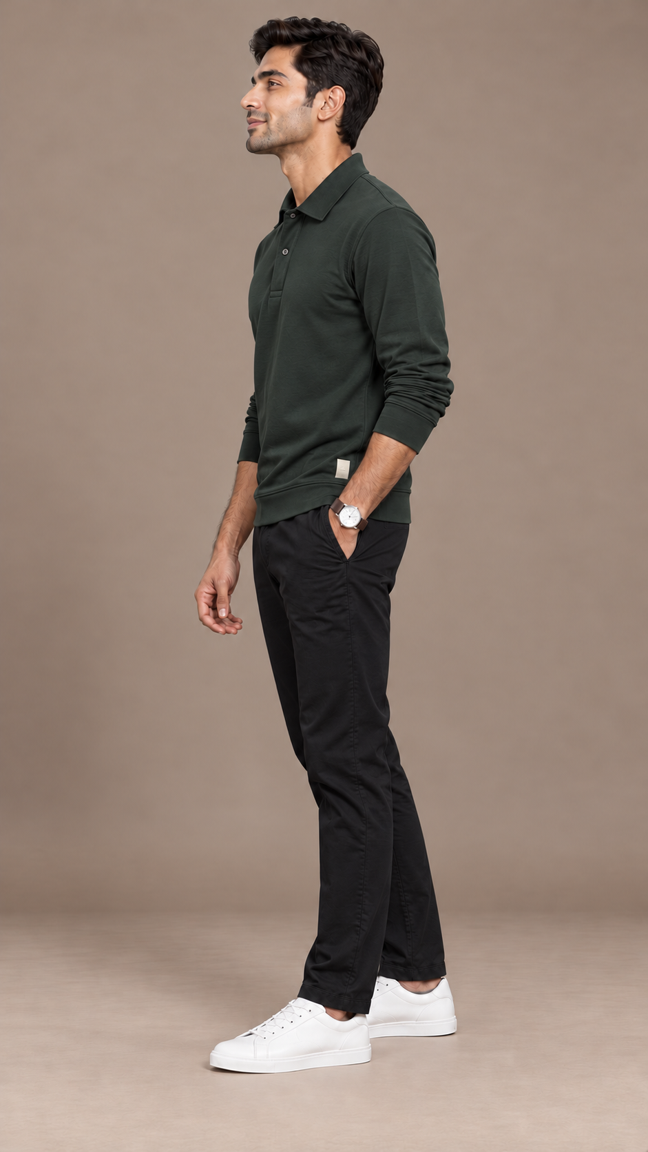 Green Full Sleeves Polo Shirt