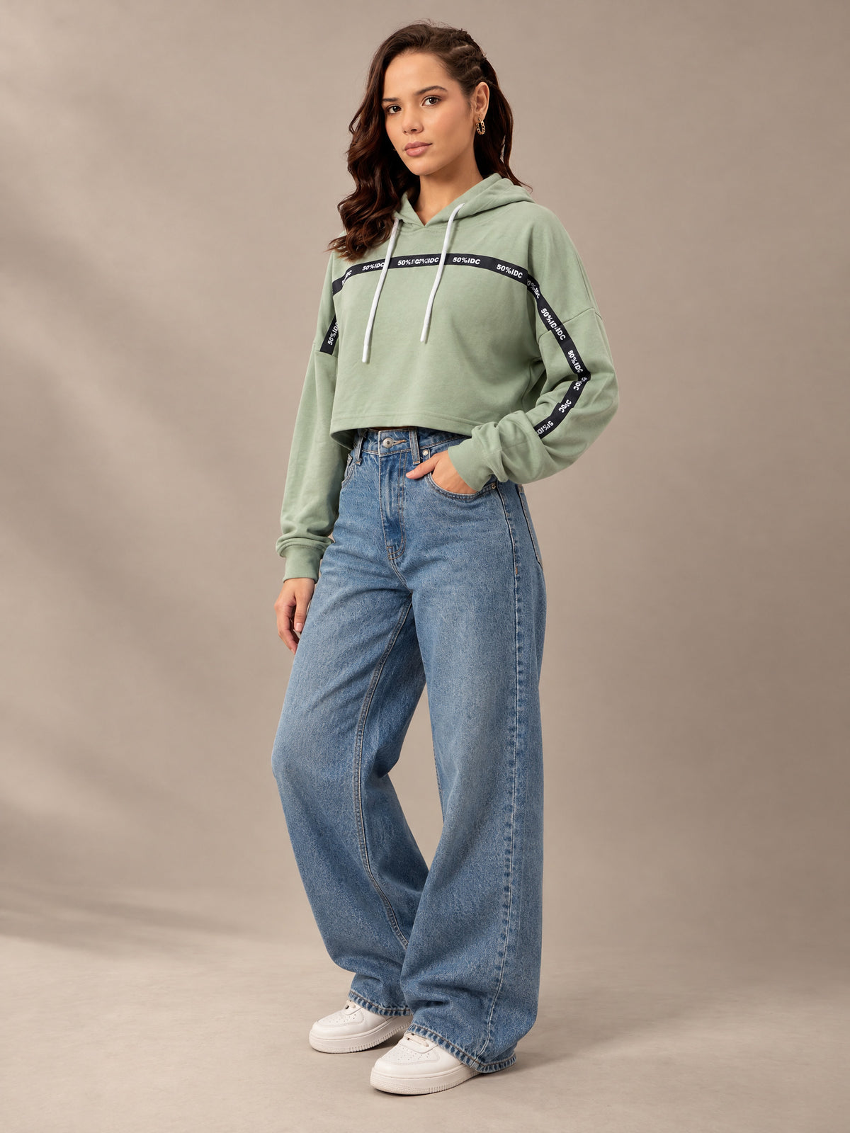 Sea Green Cropped Sweatshirt