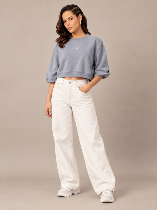 Grey Cropped Sweatshirt