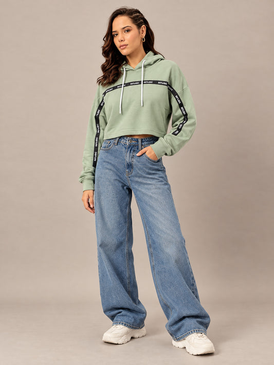 Sea Green Cropped Sweatshirt