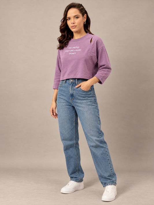 Purple Cropped Sweatshirt