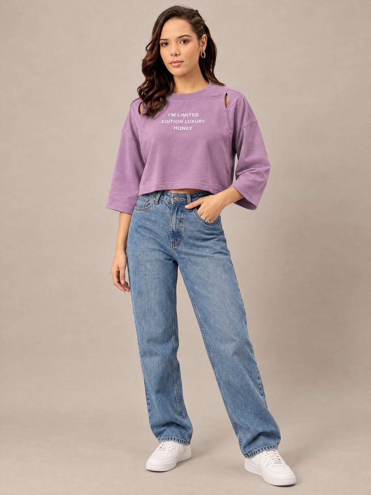 Purple Cropped Sweatshirt