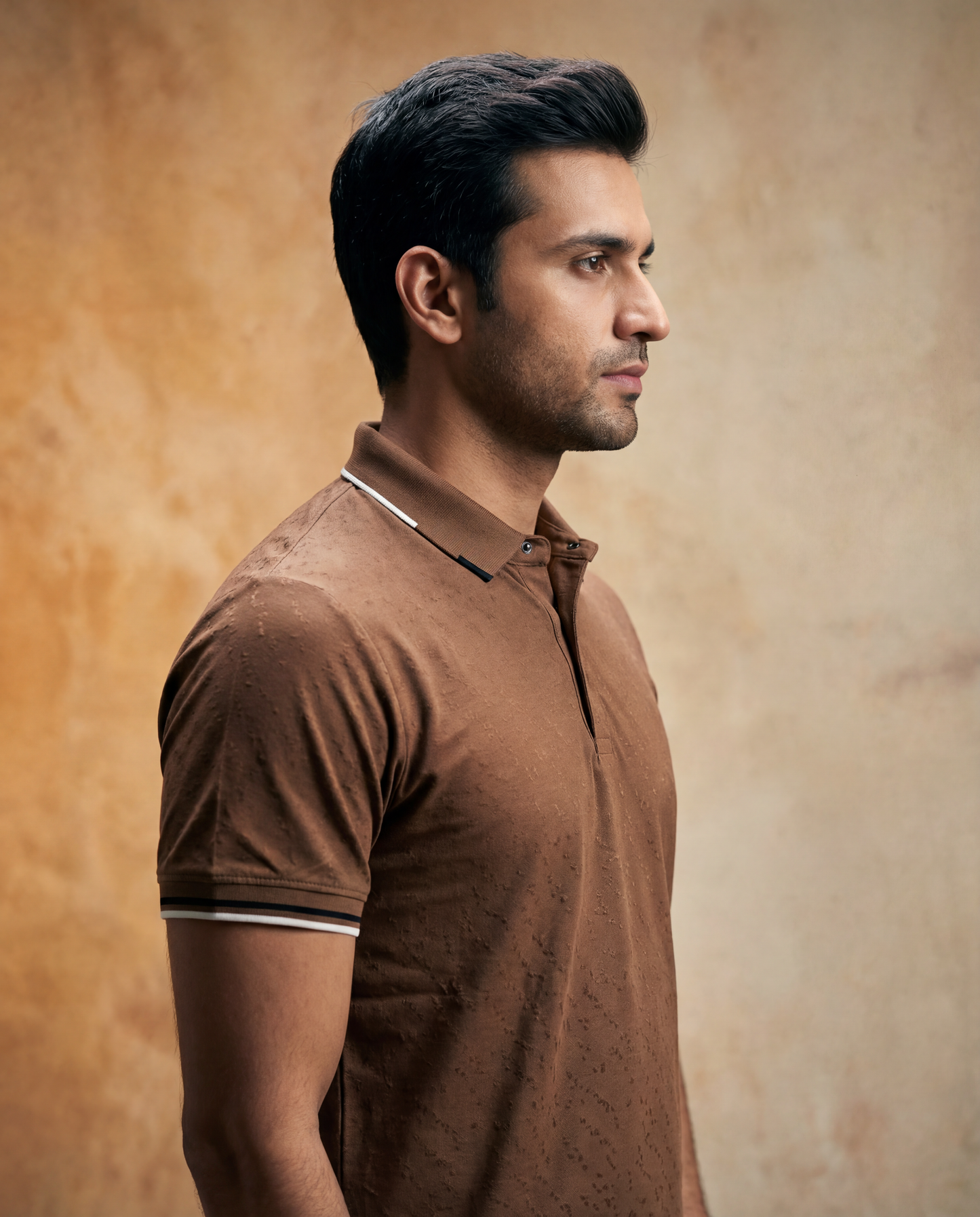 Men Textured Brown Polo Shirt - Reprise