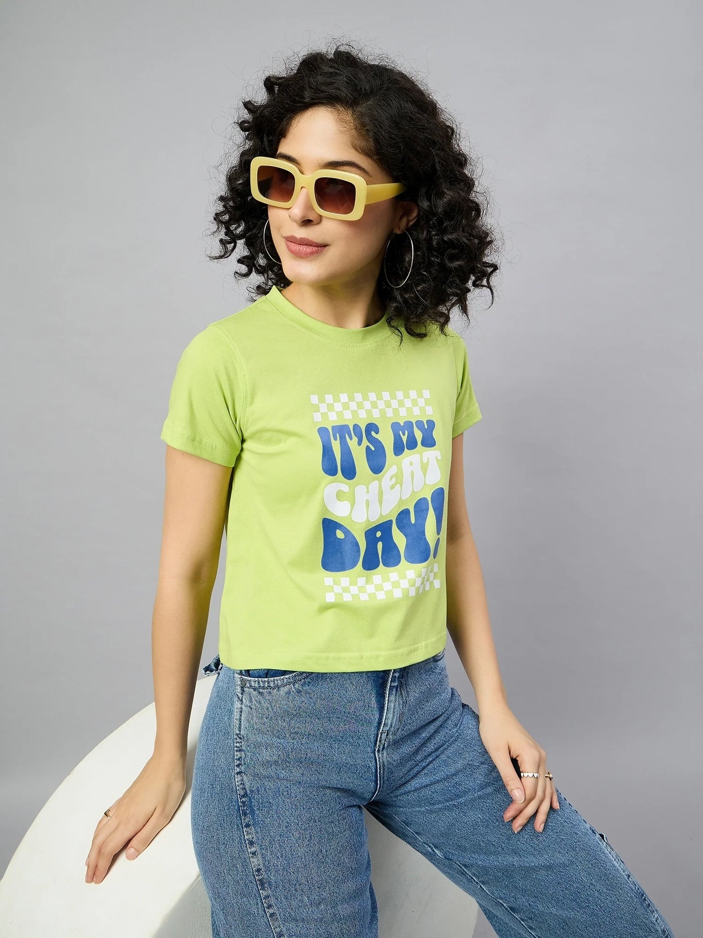 Women Printed Regular Fit T-shirt Green