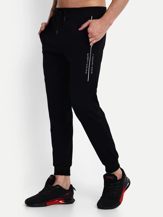 Men Black Cotton Casual Joggers