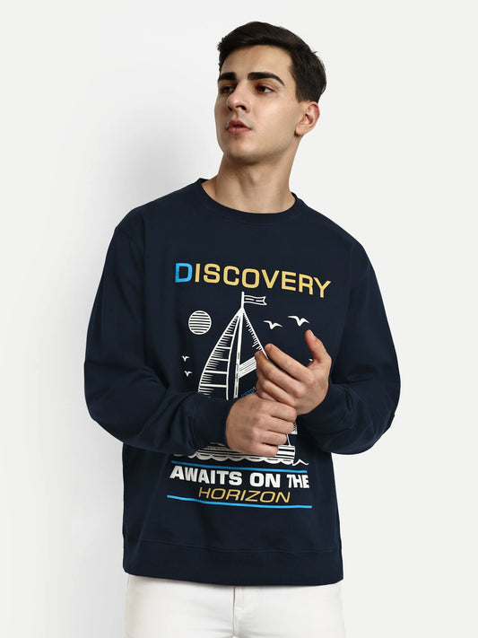 Men Printed Sweatshirts Navy - Reprise