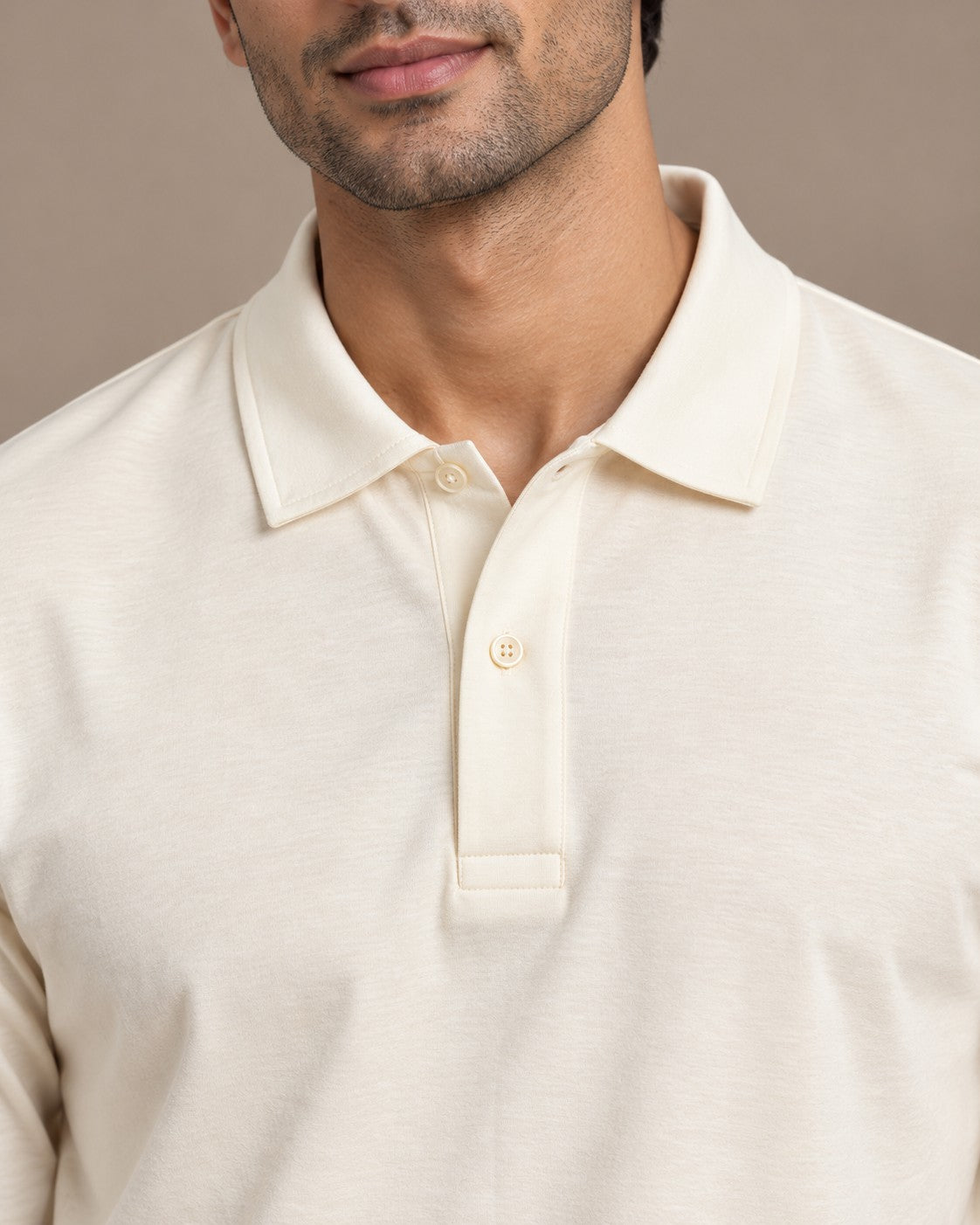 Taupe Full Sleeves Polo Shirt