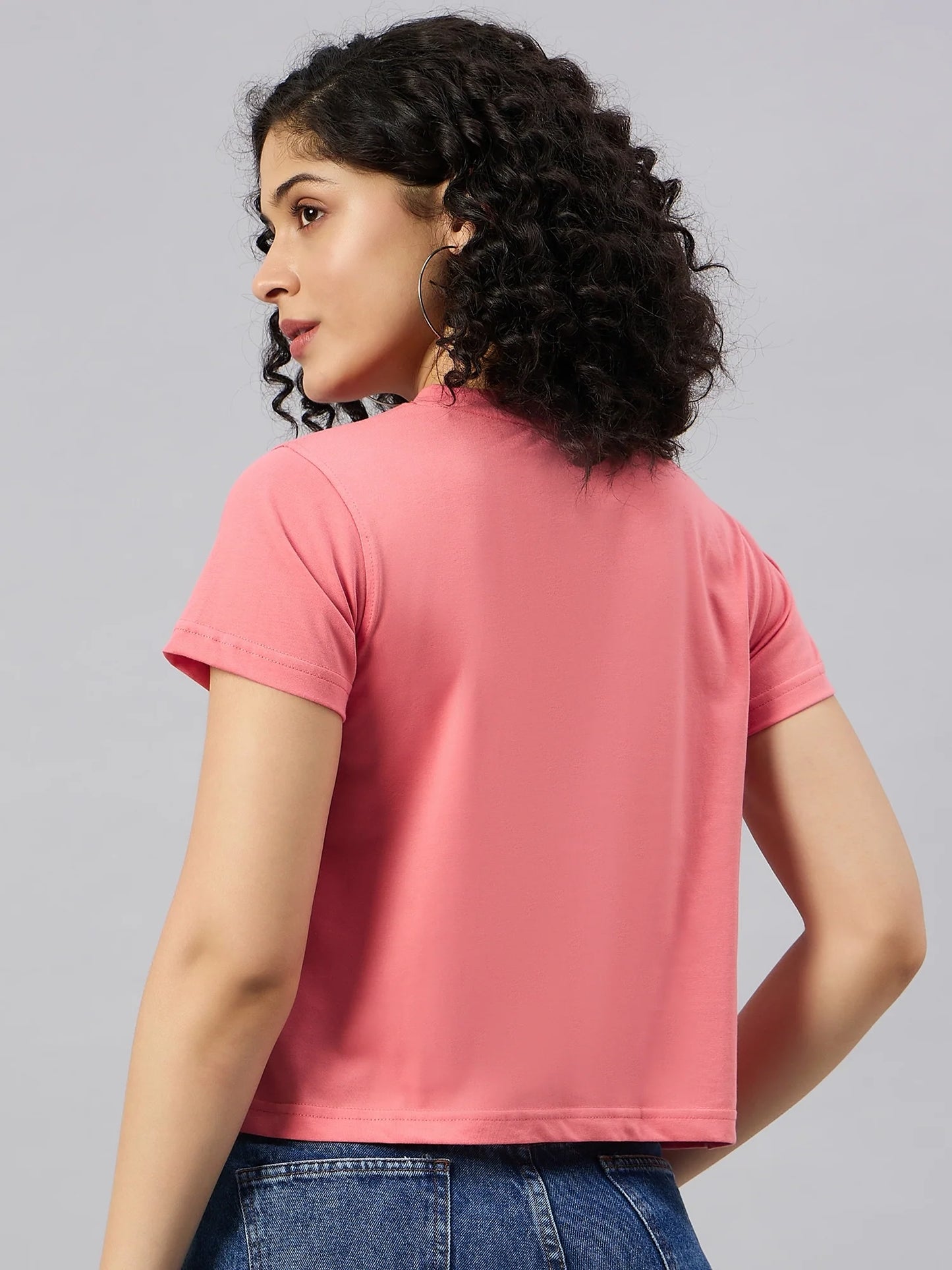 Women Printed Regular Fit T-shirt Pink