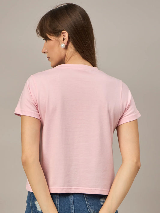 Women Printed Regular Fit T-shirt Pink - Reprise