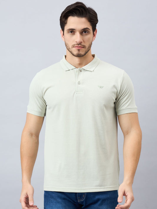 Men Solid Grey Cotton Polos - Reprise