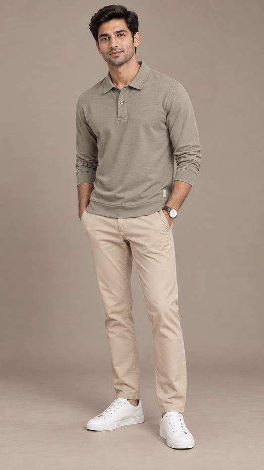 Olive Full Sleeves Polo Shirt