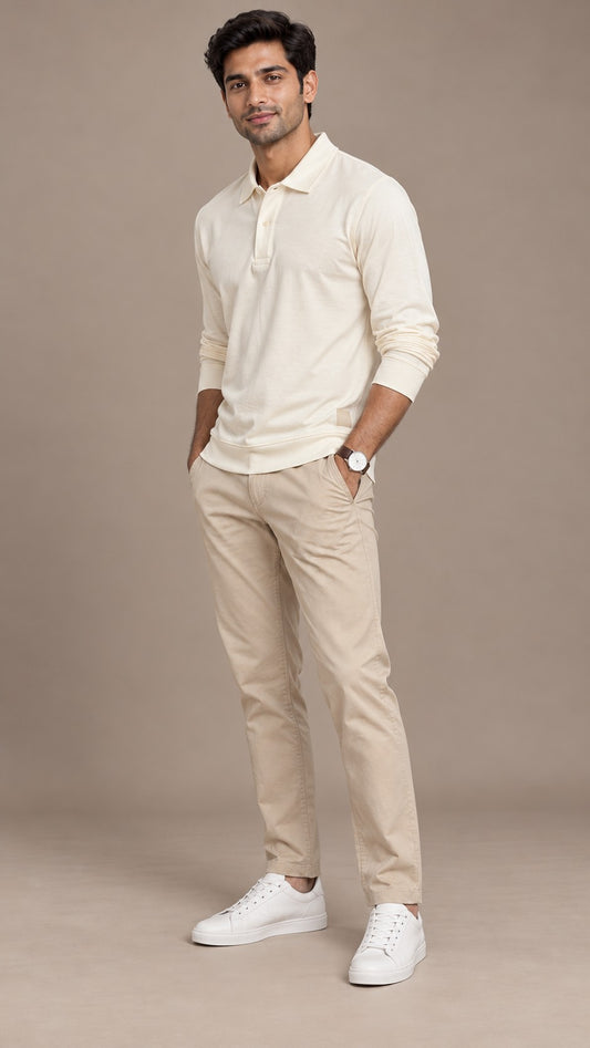 Taupe Full Sleeves Polo Shirt