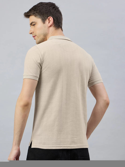 Men Beige Cotton Polo T-Shirts - Reprise