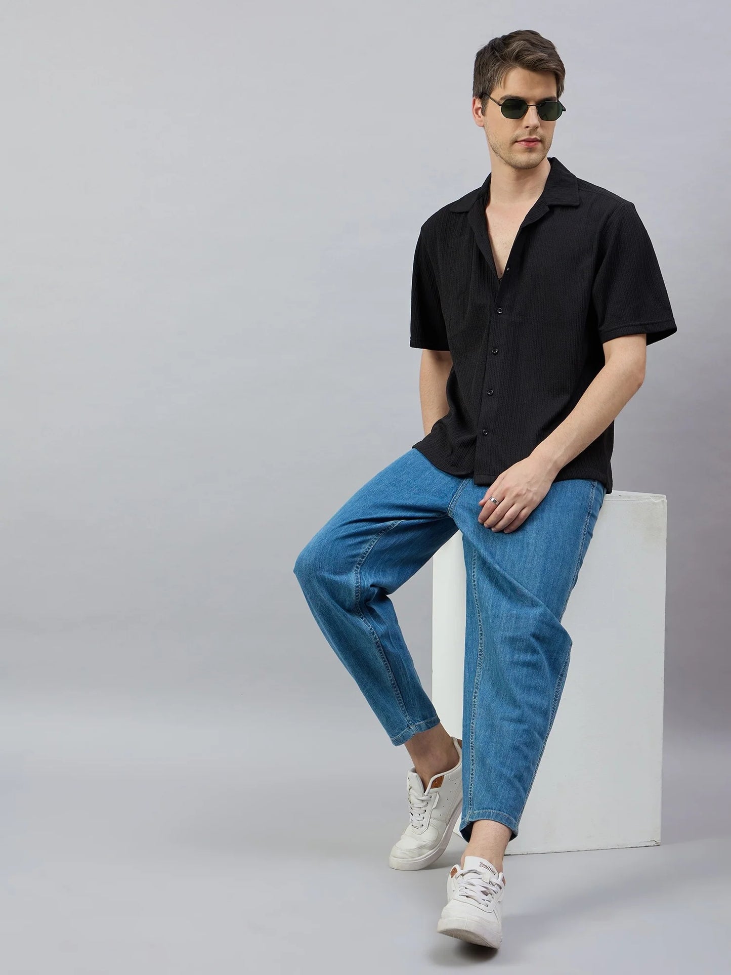 Men Textured Casual Shirt Black - Reprise
